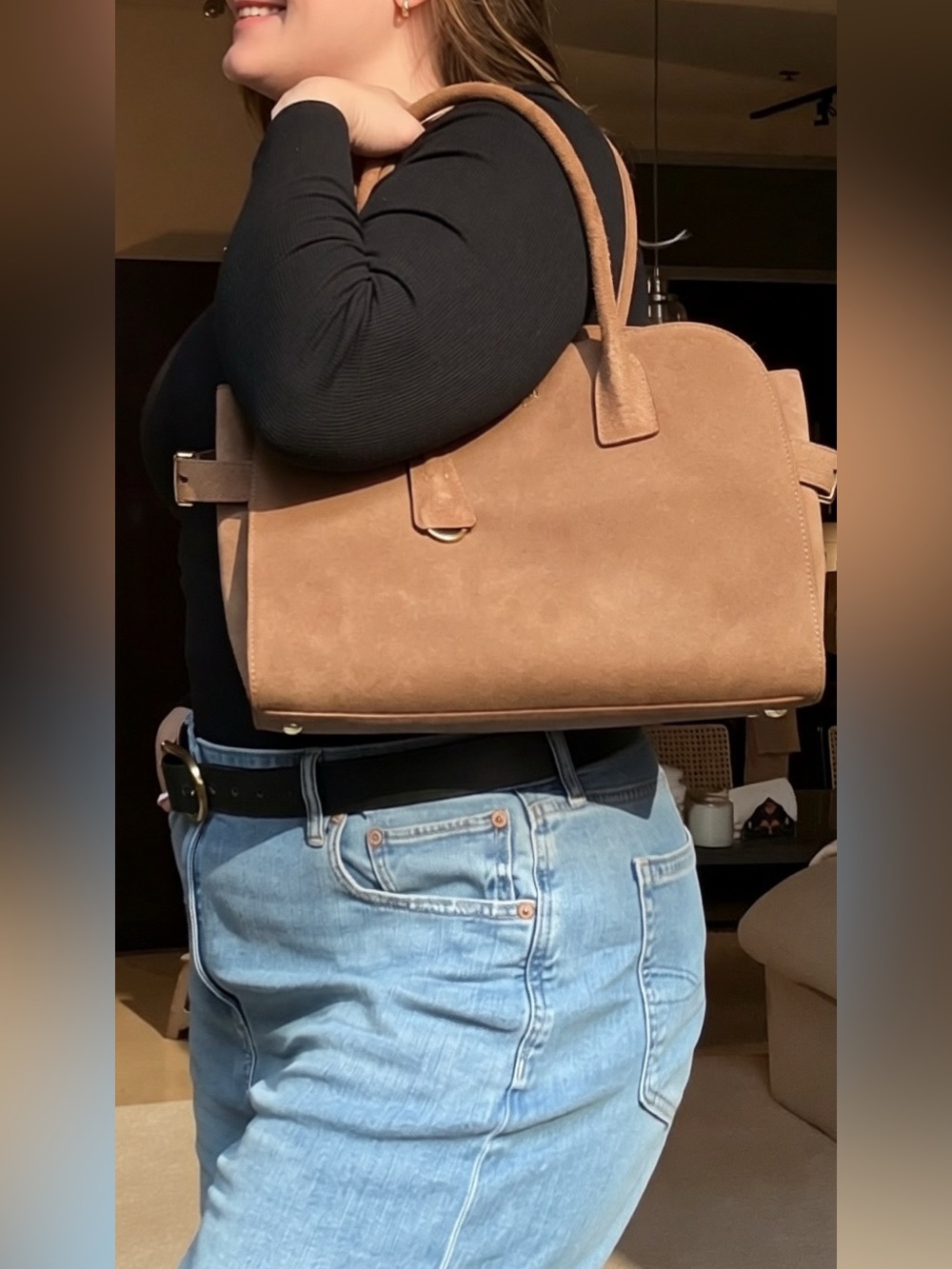 Prada Brown Suede Top-Handle Satchel| Dust Bag Included ✨ - Picture 2 of 11